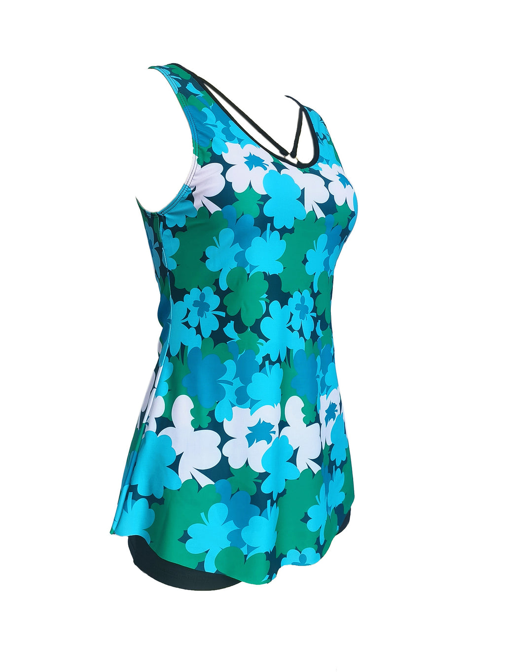 Split plus size Printed Flat Angle European and American Style Conservative Sling Tankini Swimsuit Women's Independent Station Cross-border Foreign Trade in stock
