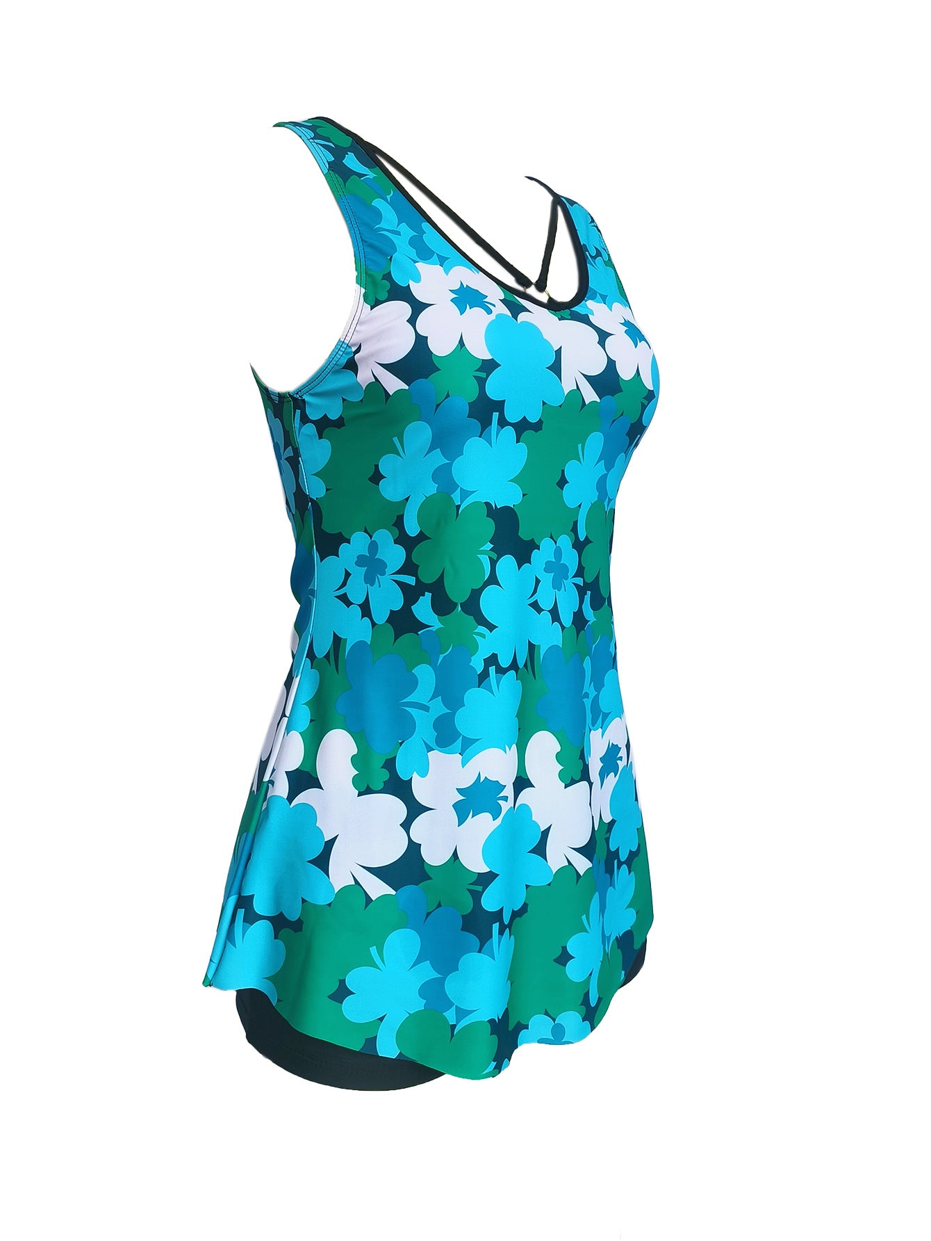 Split plus size Printed Flat Angle European and American Style Conservative Sling Tankini Swimsuit Women's Independent Station Cross-border Foreign Trade in stock