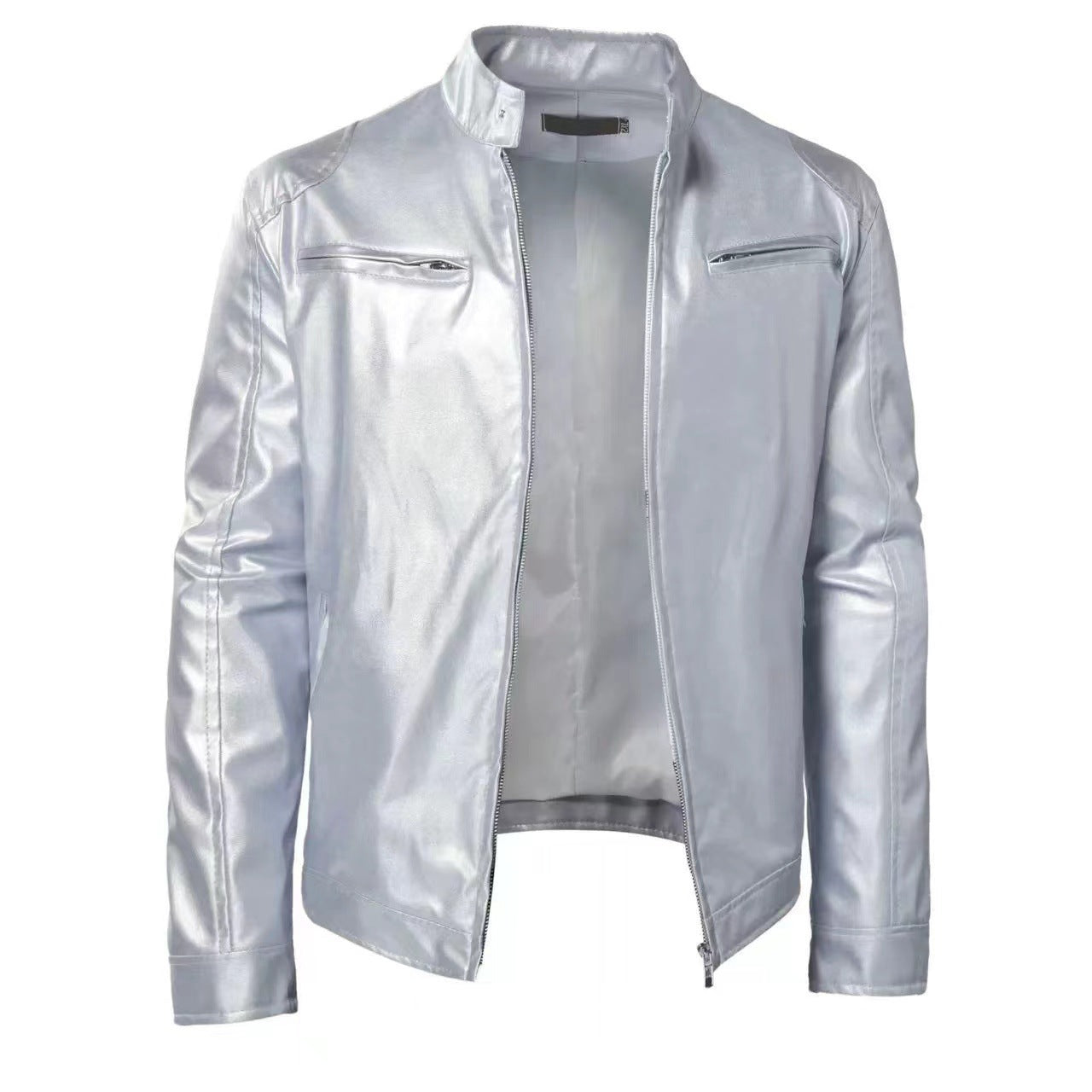 Foreign Trade Amazon European and American Men's Motorcycle Leather Jacket Men's Teenager Collar Punk Leather Jacket Men