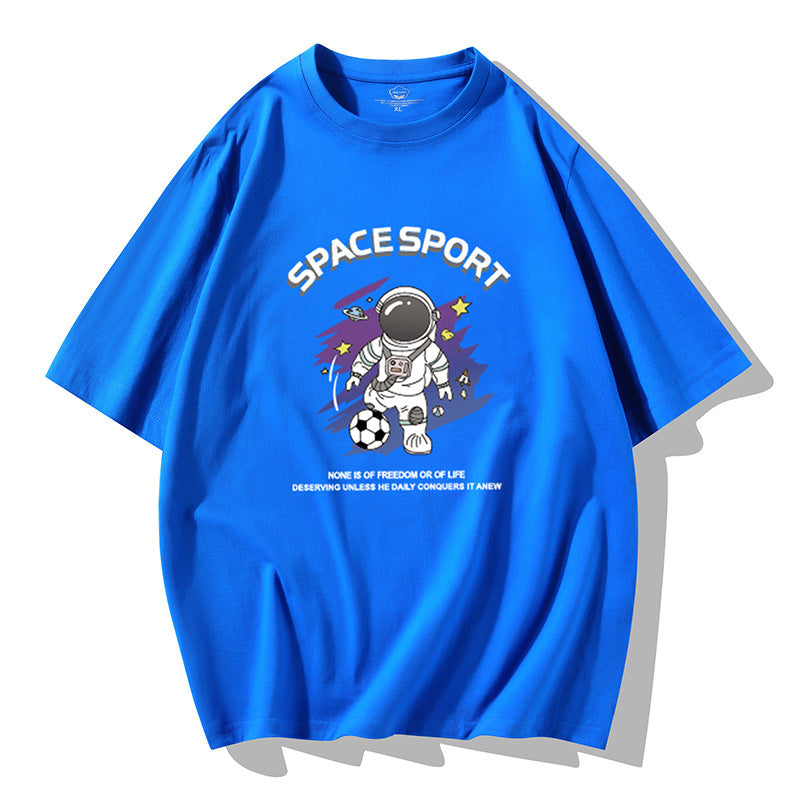 Jian Men 2026 Spring/Summer New Men's Short-Sleeve T-Shirt, Haze Blue, Loose Fit, Large Size, Trendy Half-Sleeve Cotton