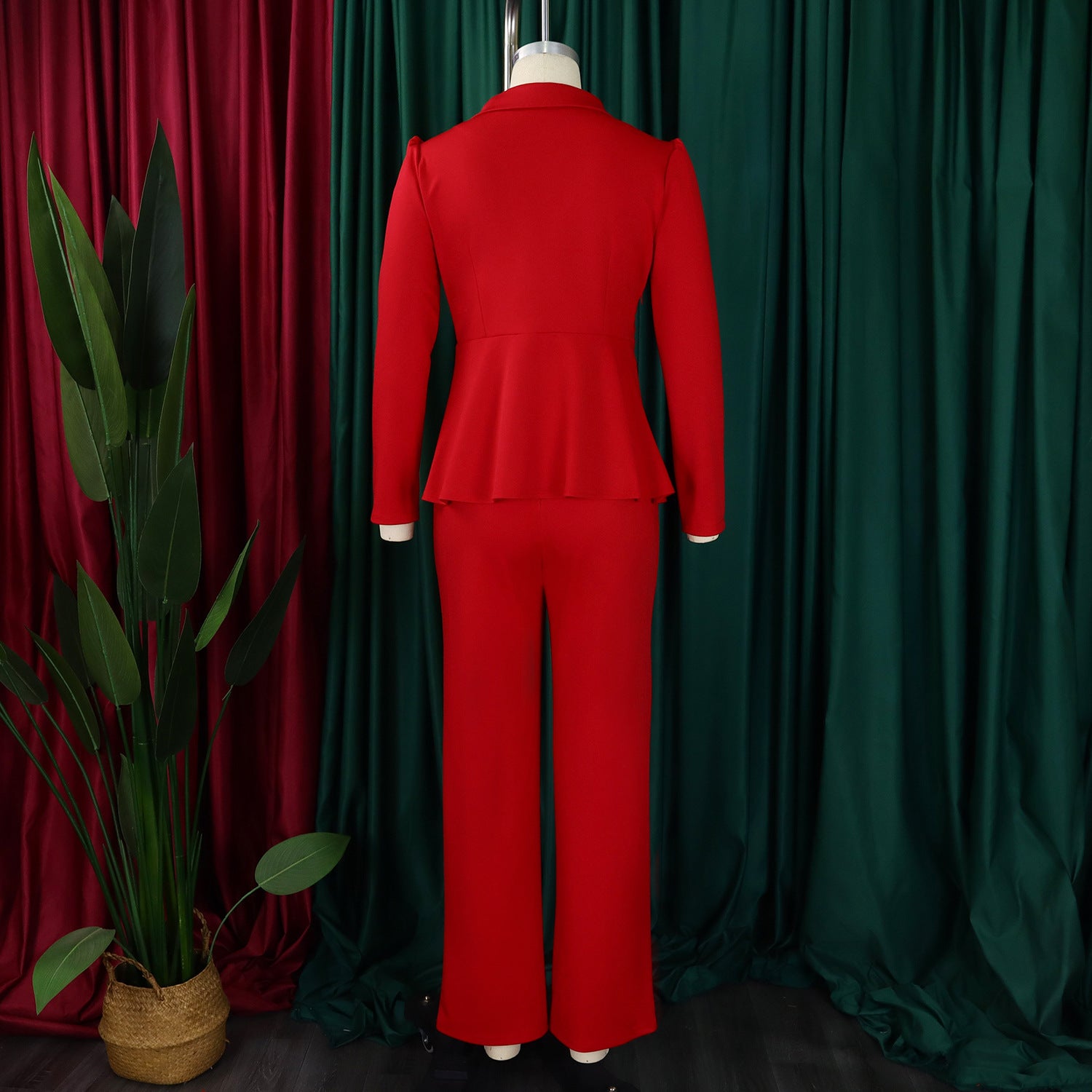 D549 European and American Clothing Winter New Fashion Elegant Elegant Ol Ruffle Top Wide Leg Pants Fashionable African Suit