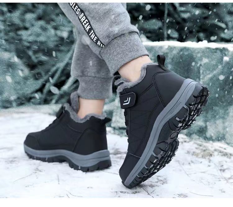 Middle-aged and elderly walking shoes autumn and winter fleece-lined round toe cotton in stock warm thickened cross-border foreign trade shoes men's shoes