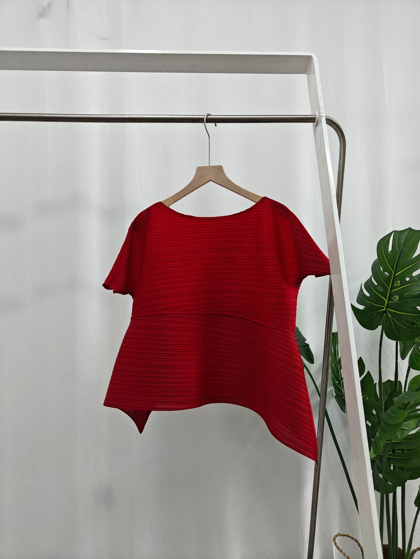Summer All-match Pleated Top Women's 2024 Summer Thin Comfortable High-end Loose plus size Slim T-shirt