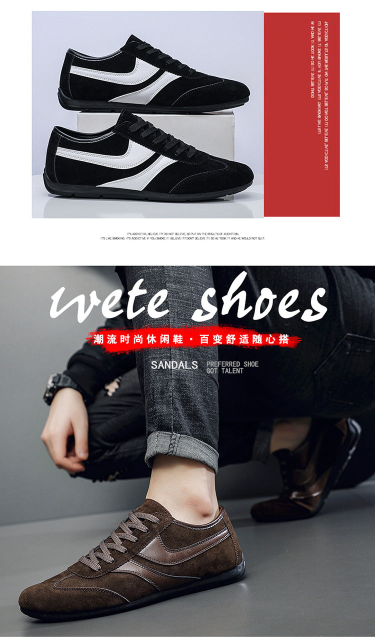 Men's Casual Shoes Fashion Vintage German Training Shoes Breathable Flat Single-layer Shoes Sports Forrest Gump Shoes Lace-up Men's Shoes Bean Shoes