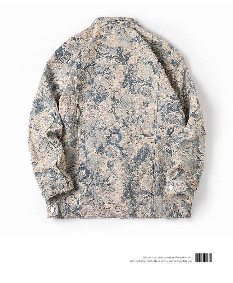 New Trendy Brand Men's Spring Jacket for Men and Women, Versatile Small Fragrance Couple Jacquard Loose Denim Jacket for Men