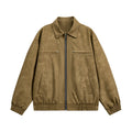 Vintage Brown Lapel Pu Leather Jacket for Men and Women, High-End American-Style Biker Pilot Lapel Leather Jacket