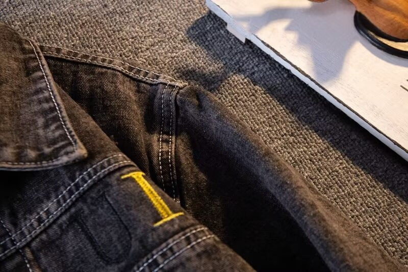 Autumn and Winter Denim Jacket Men's Korean-style Trendy Letter Printed Hong Kong-style Jacket Trendy Simple Loose Casual Denim Jacket