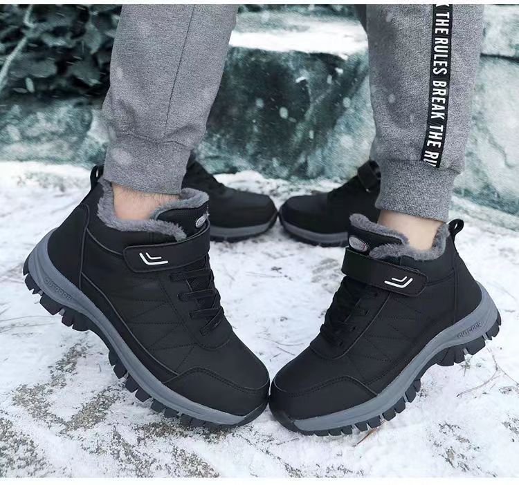 Middle-aged and elderly walking shoes autumn and winter fleece-lined round toe cotton in stock warm thickened cross-border foreign trade shoes men's shoes