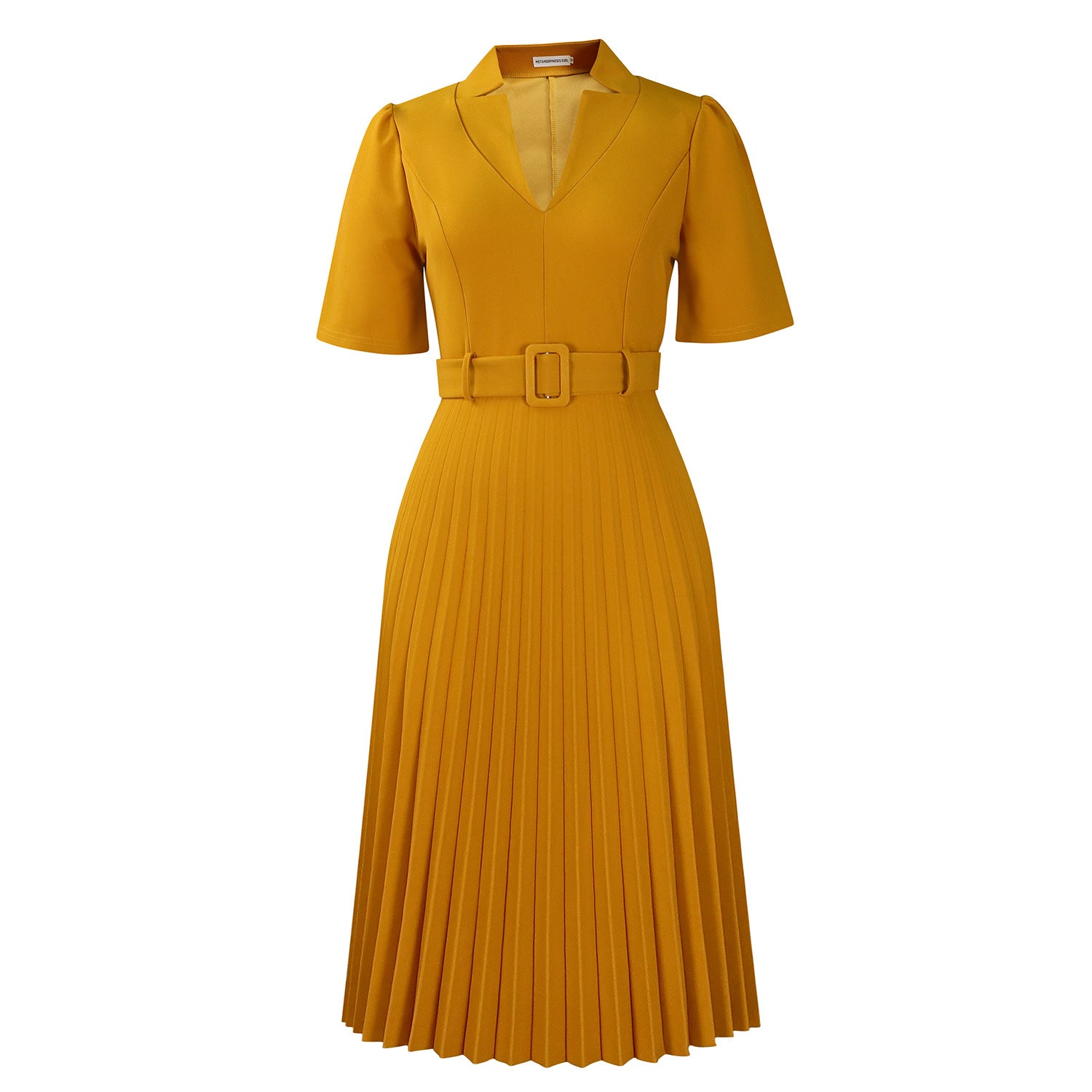 D563 Foreign Trade Cross-border Women's Clothing Summer New Short-sleeved V-neck Pleated High Waist Fashion Elegant Waist African dress