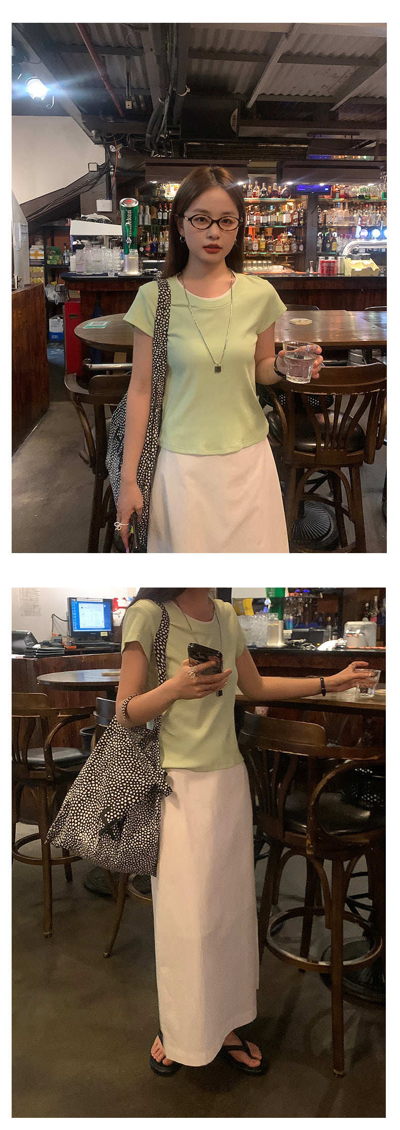 Huangyi Korean Double-Layer Collar Fake Two-Piece Short-Sleeved T-Shirt for Women 2025 Summer Short Slim Right Shoulder Top 142Th419