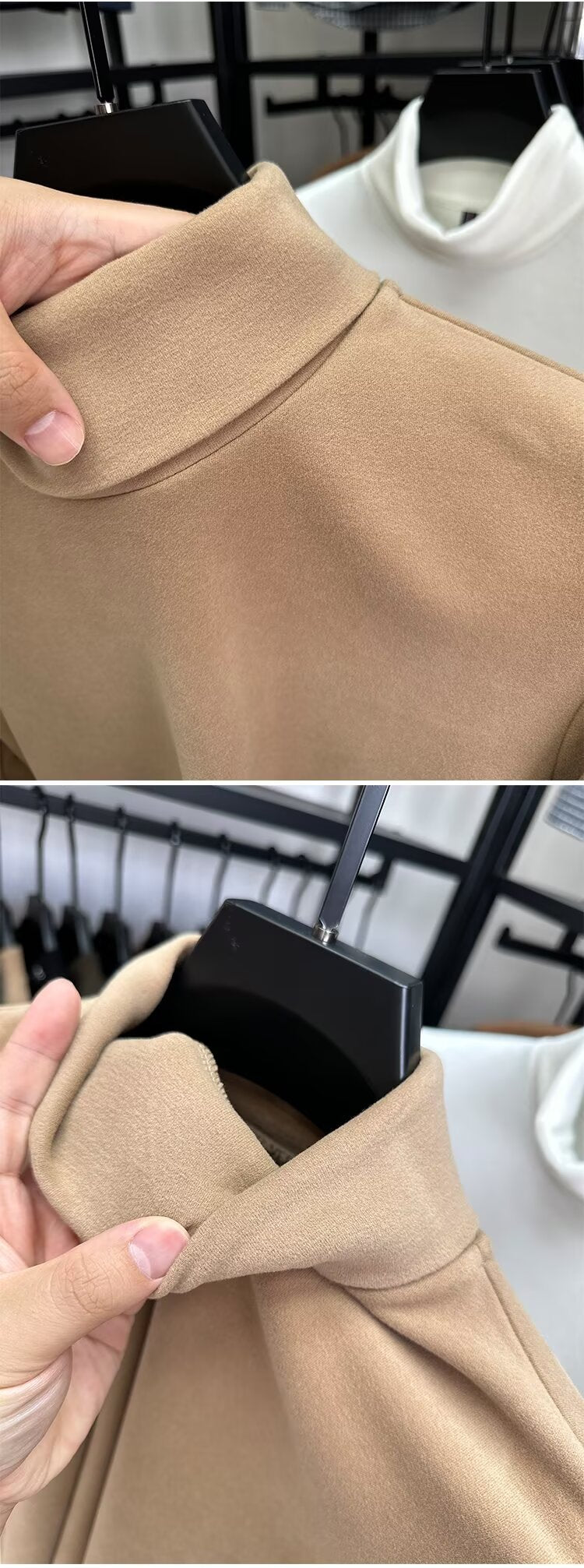 Fleece High Collar Base Shirt Men's Autumn and Winter Thickened Warm Top Double-sided Fleece Slim-fit Sweater Men's High-end Long-sleeved T-shirt