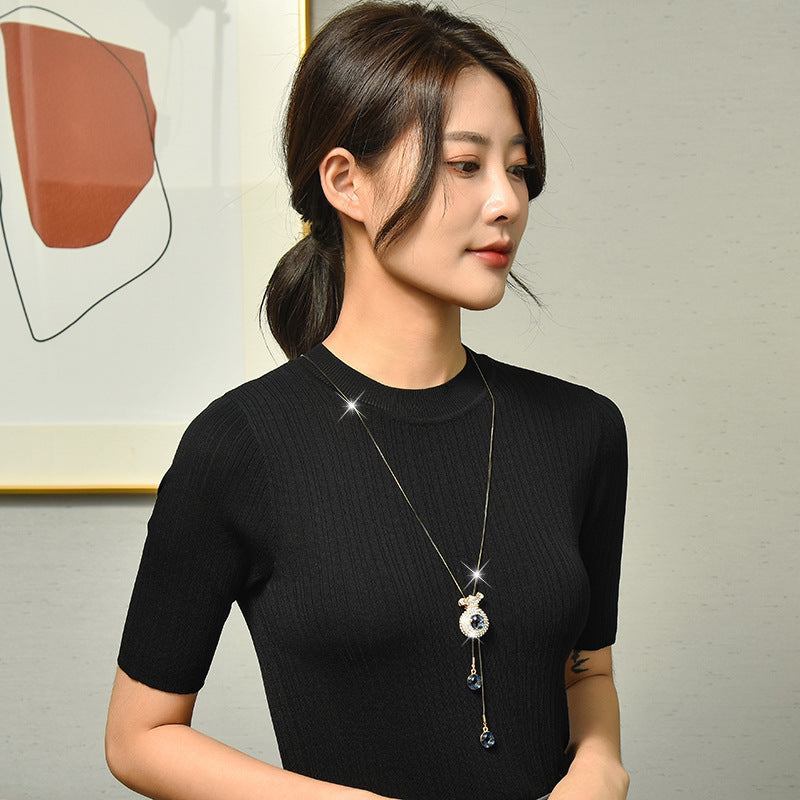Factory direct blessing purse full diamond sweater chain female Korean long autumn and winter necklace fashion Joker clothing accessories
