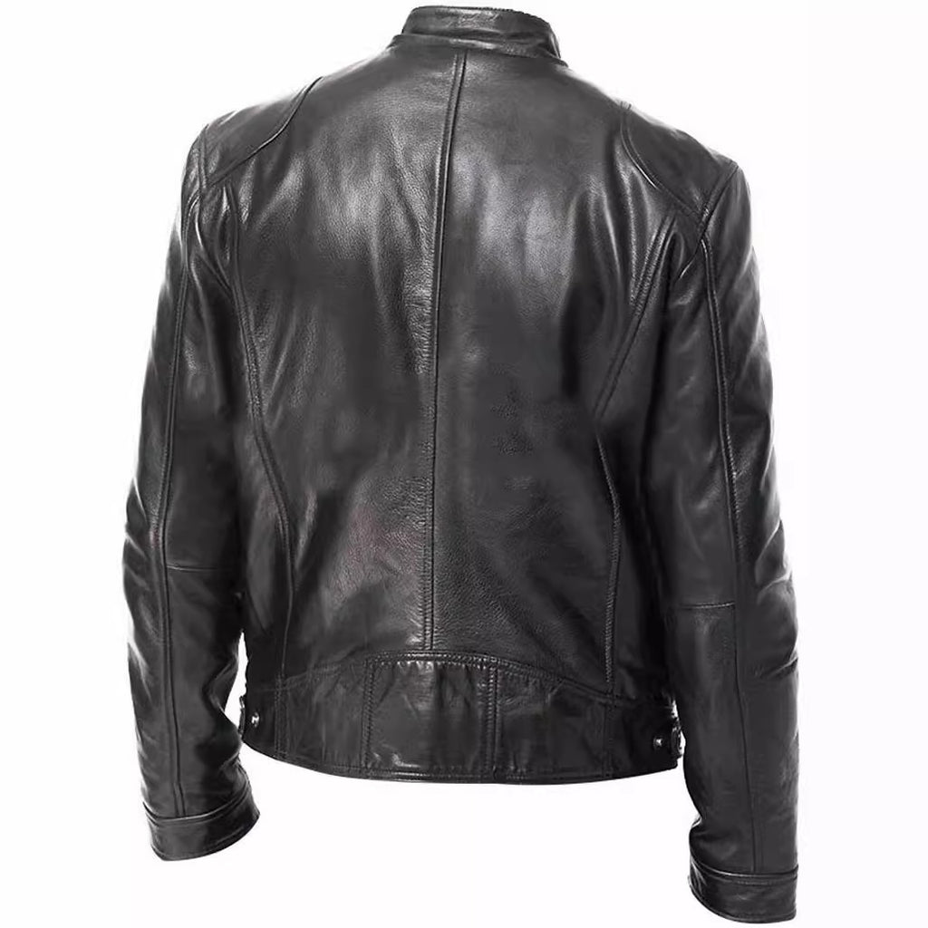Foreign Trade Amazon European and American Men's Motorcycle Leather Jacket Men's Teenager Collar Punk Leather Jacket Men