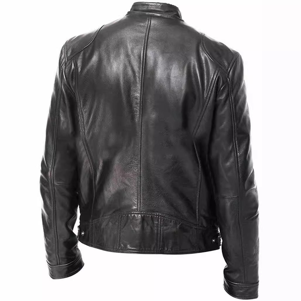 Foreign Trade Amazon European and American Men's Motorcycle Leather Jacket Men's Teenager Collar Punk Leather Jacket Men