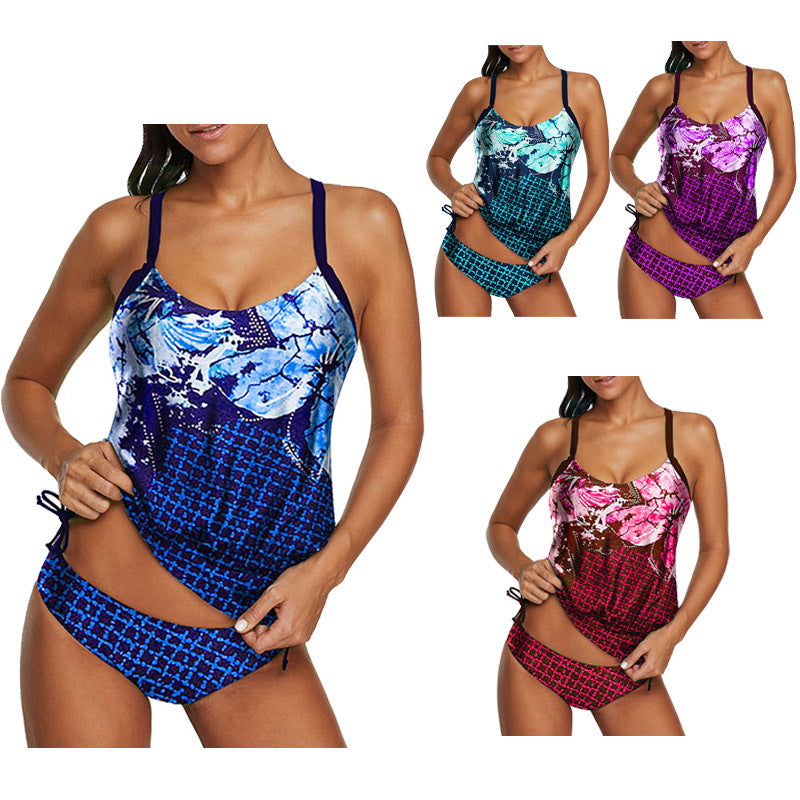 A generation of new Europe and the United States plus fat plus size swimsuit conservative slim slim cross-border women's tankini swimsuit
