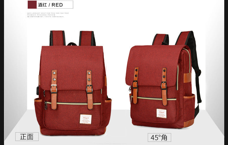 Foreign trade new schoolbag men's personality retro outdoor canvas travel backpack women's fashion backpack a generation of hair