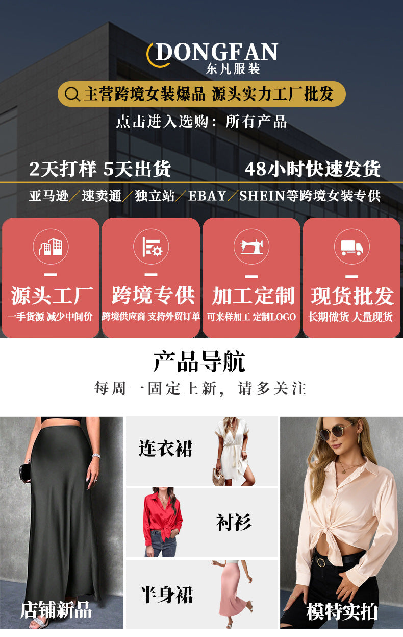Half Open Collar Bow Satin Top Niche Design Satin Women's Clothing Amazon Cross-border European and American New T-shirt
