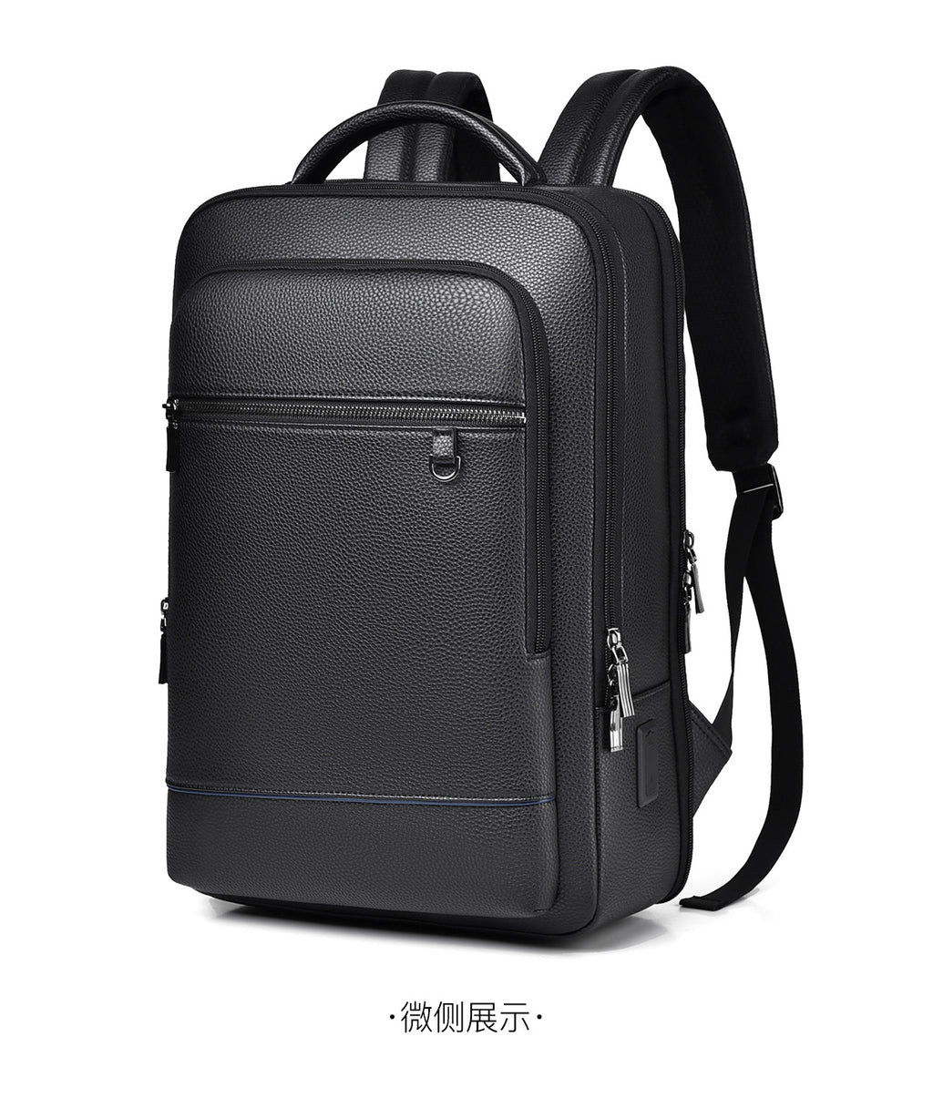 Men's Backpack Simple Cross-Border New Business Pu Water-Repellent Laptop Bag Large Capacity Backpack