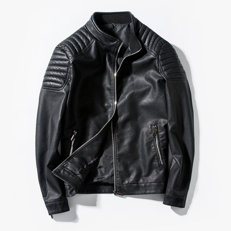 Amazon Men's Casual Jacket Men's Slim Biker Jacket Men's PU Leather Jacket Leather Men's Korean Style Jacket