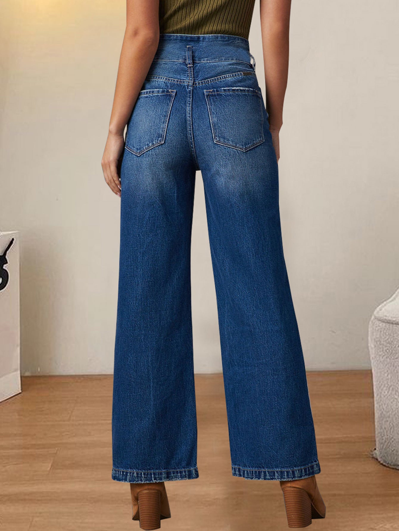 Amazon Aliexpress Cross-Border European and American Mid-Waist Comfortable Straight-Leg Denim Pants Women's Clothing Source Factory