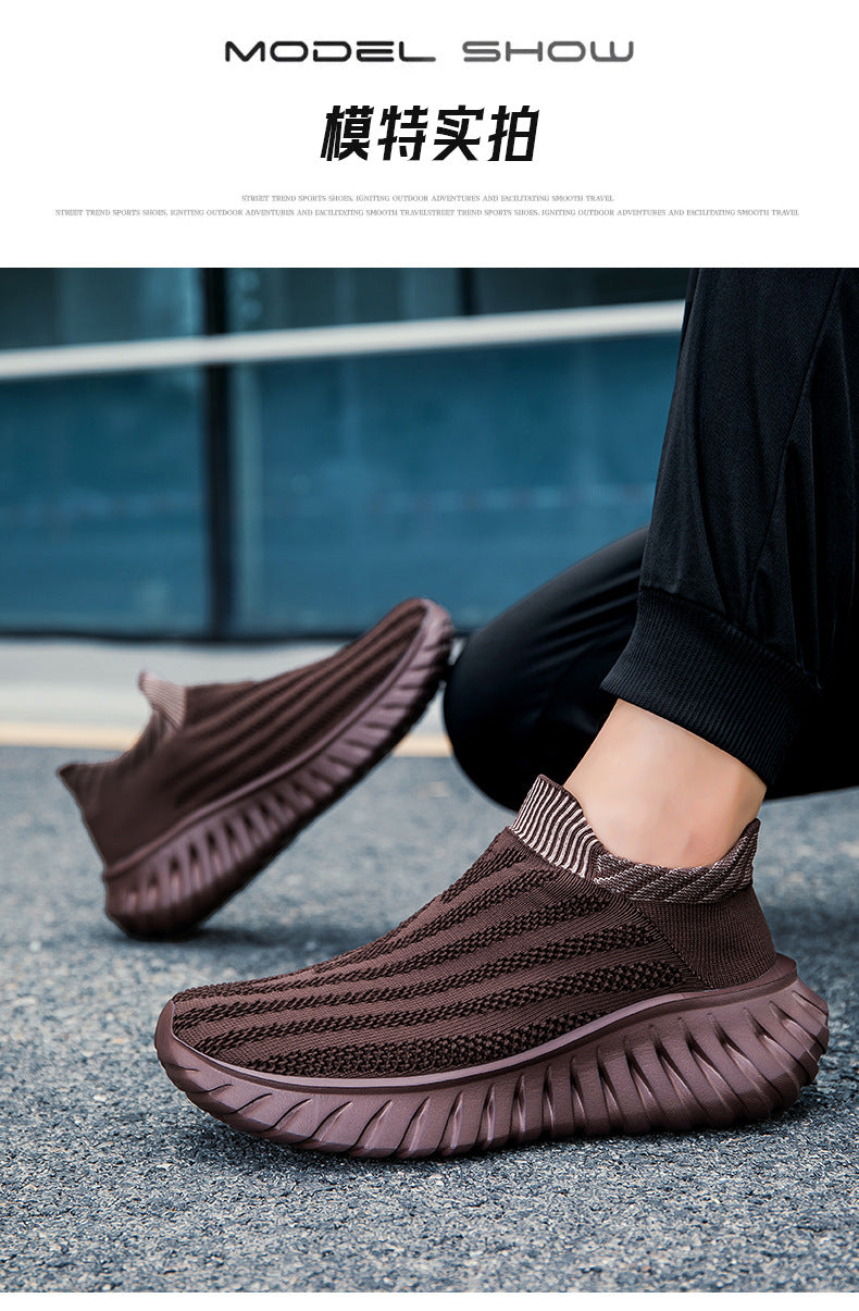 Cross-Border New Couple's Slip-On Summer New Fly-Knit Breathable Running Shoes Girls' Shoes Knitted Women's Shoes