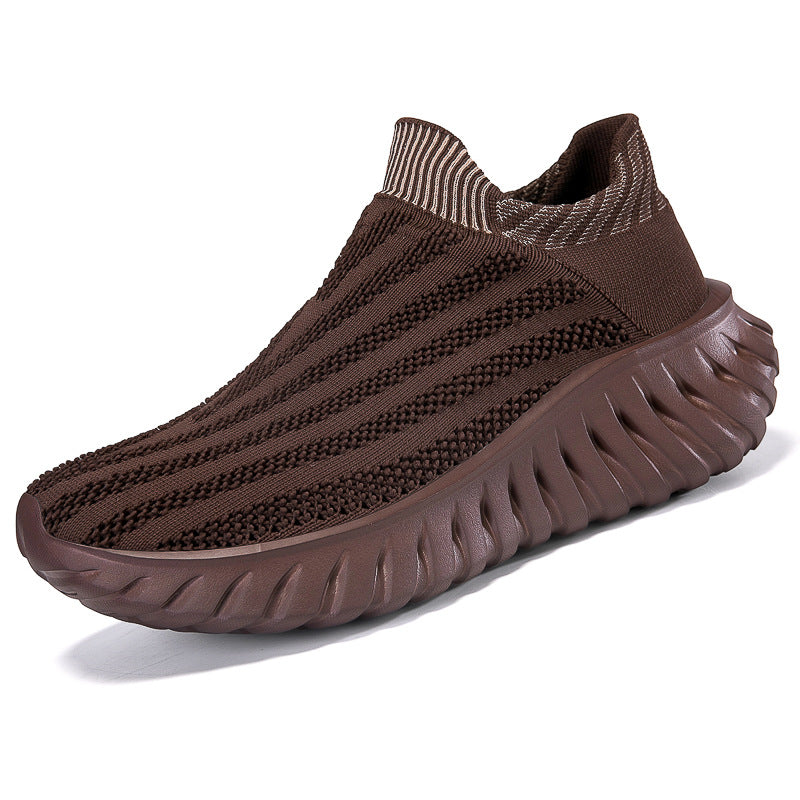 Cross-Border New Couple's Slip-On Summer New Fly-Knit Breathable Running Shoes Girls' Shoes Knitted Women's Shoes