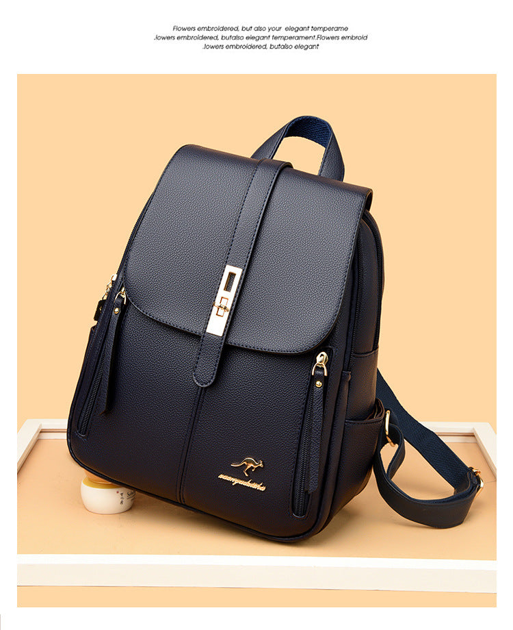 Foreign Trade Hot 2024 New Anti-theft Lock Backpack Trend Good Kangaroo Women's Schoolbag Fashion Travel Backpack