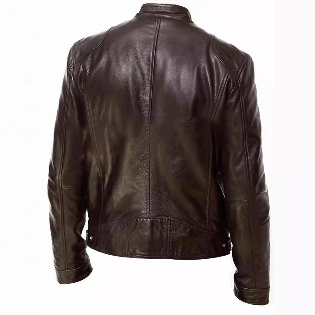 Foreign Trade Amazon European and American Men's Motorcycle Leather Jacket Men's Teenager Collar Punk Leather Jacket Men