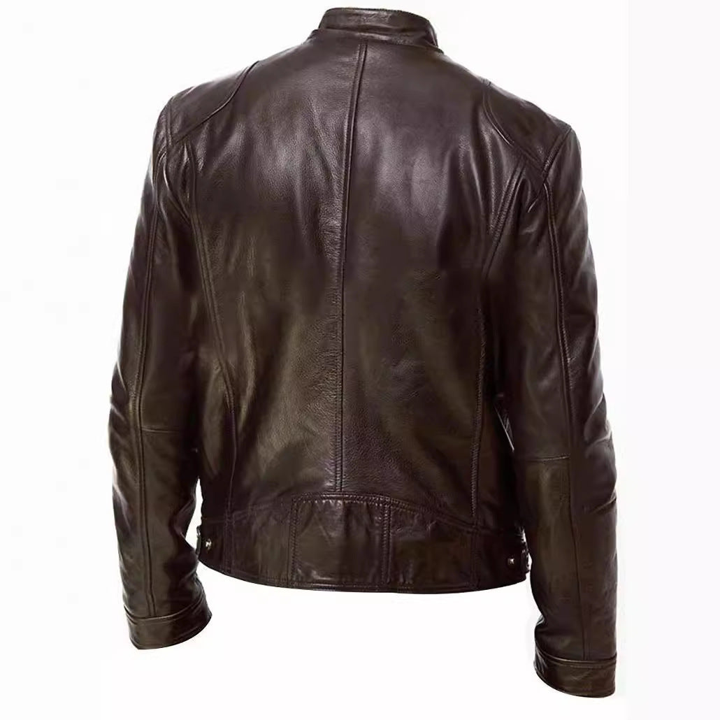 Foreign Trade Amazon European and American Men's Motorcycle Leather Jacket Men's Teenager Collar Punk Leather Jacket Men