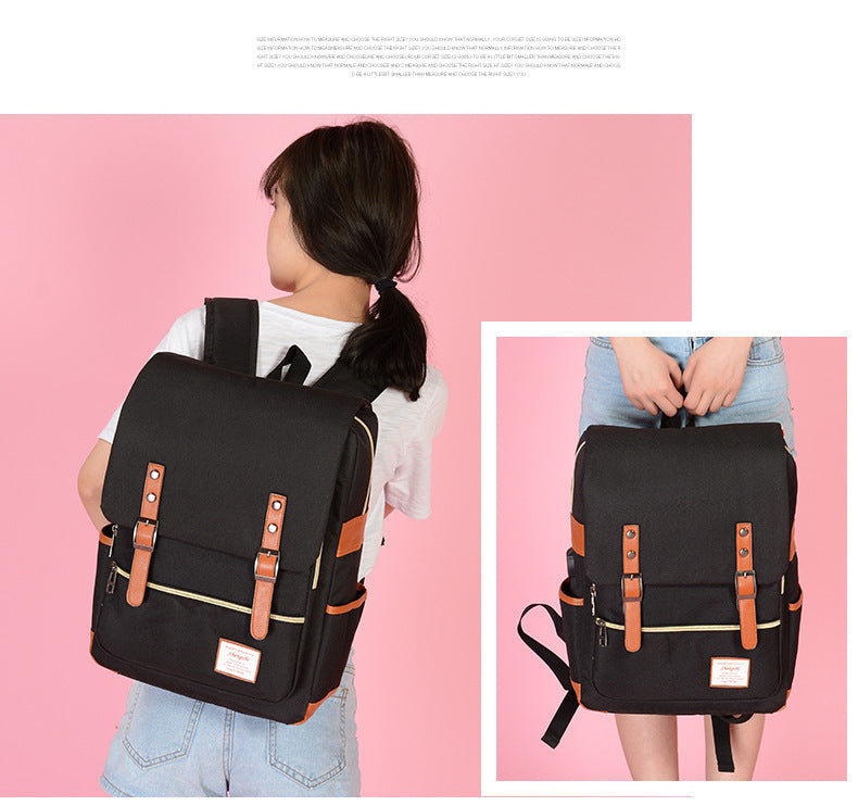 Foreign trade new schoolbag men's personality retro outdoor canvas travel backpack women's fashion backpack a generation of hair