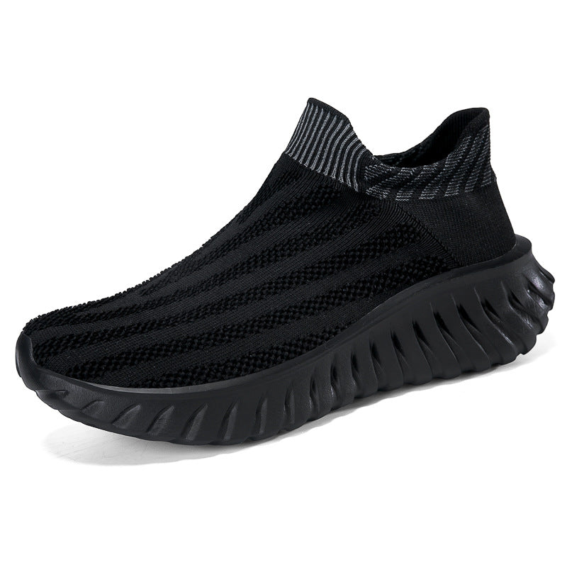 Cross-Border New Couple's Slip-On Summer New Fly-Knit Breathable Running Shoes Girls' Shoes Knitted Women's Shoes