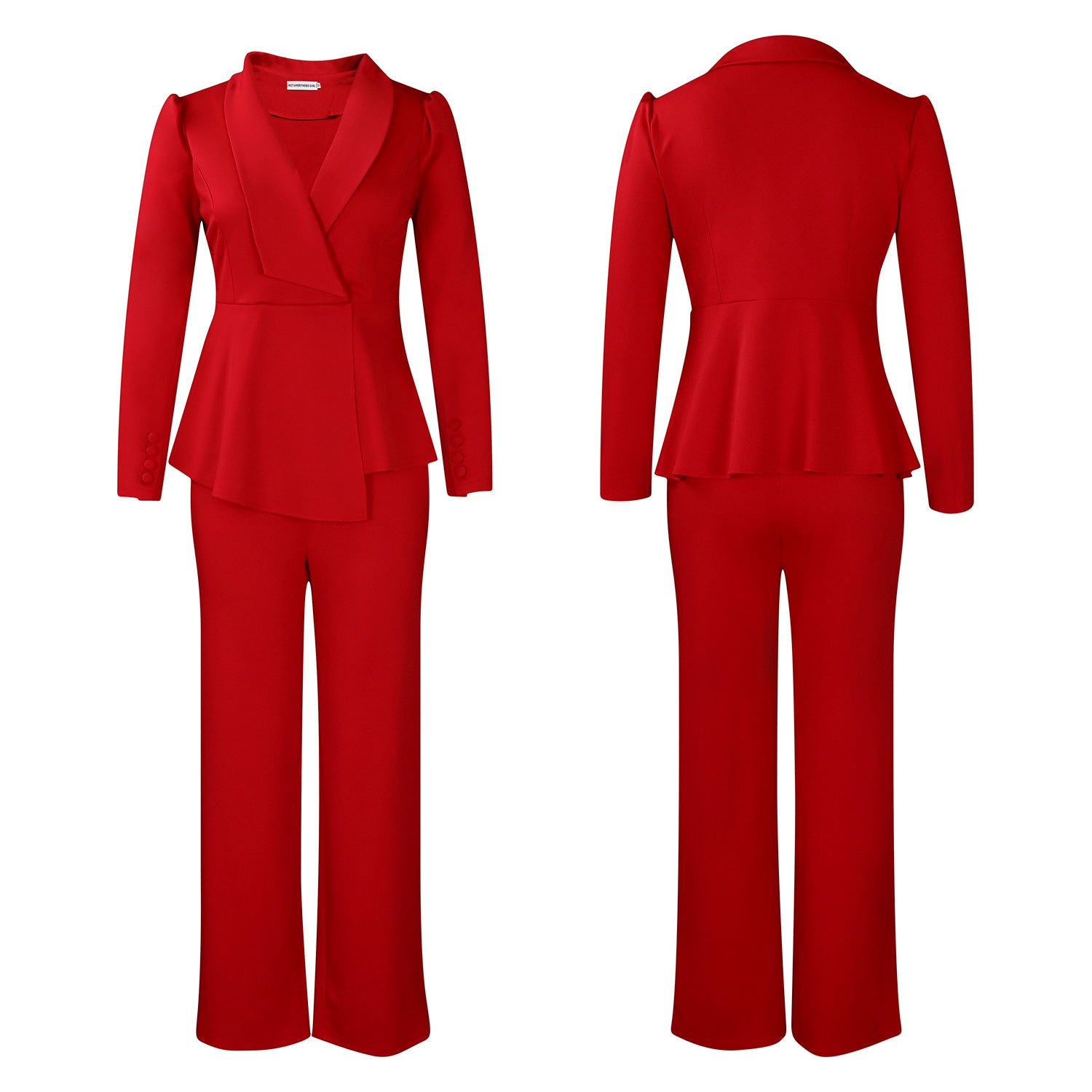 D549 European and American Clothing Winter New Fashion Elegant Elegant Ol Ruffle Top Wide Leg Pants Fashionable African Suit
