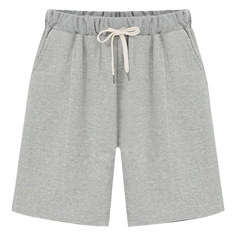 Solid Color Women's Summer High Waist 150kg Five-Point Pants Large Size Drawstring Sports Casual Pants Plus Size Slim Straight-Leg Pants Weizhong