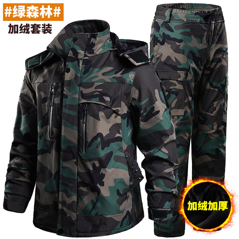 Autumn and Winter fleece-lined Charge Clothes Coat Work Clothes Waterproof suit Men's Cold-proof Warm Upper and Lower Clothes Work Clothes