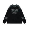 # Ovdy Autumn and Winter American Jersey Retro Letter Print New Small V-Neck Long-Sleeved T-Shirt Trendy Brand for Men and Women