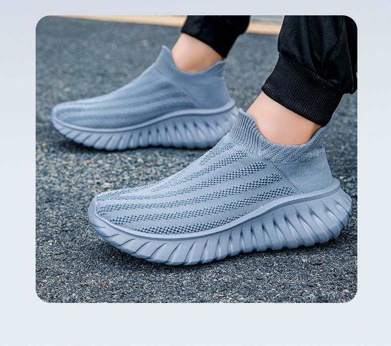 Cross-Border New Couple's Slip-On Summer New Fly-Knit Breathable Running Shoes Girls' Shoes Knitted Women's Shoes