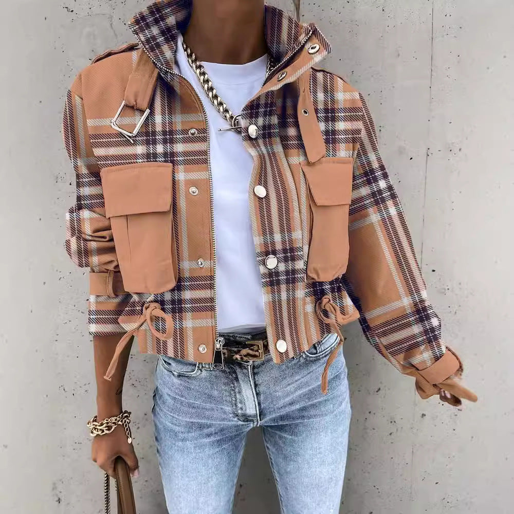 2026 Autumn and Winter Cross-Border Women's European and American New Style Amazon Aliexpress Printed Short Casual Long-Sleeved Jacket Top