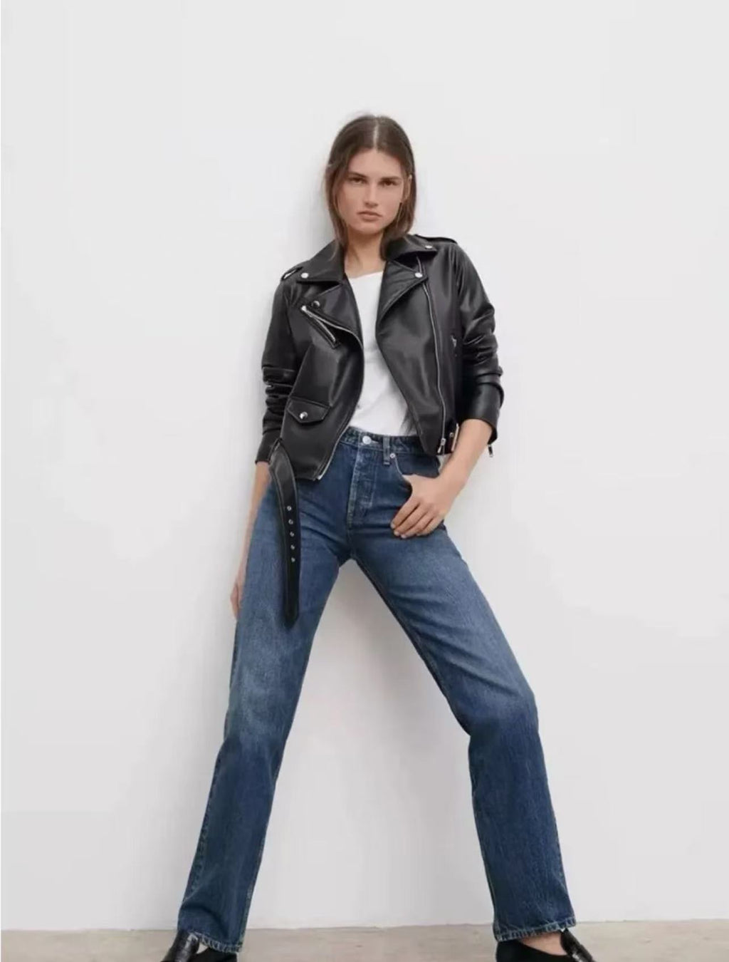 European and American style 2025 spring new Amazon women's imitation leather motorcycle jacket leather coat cross-border Amazon