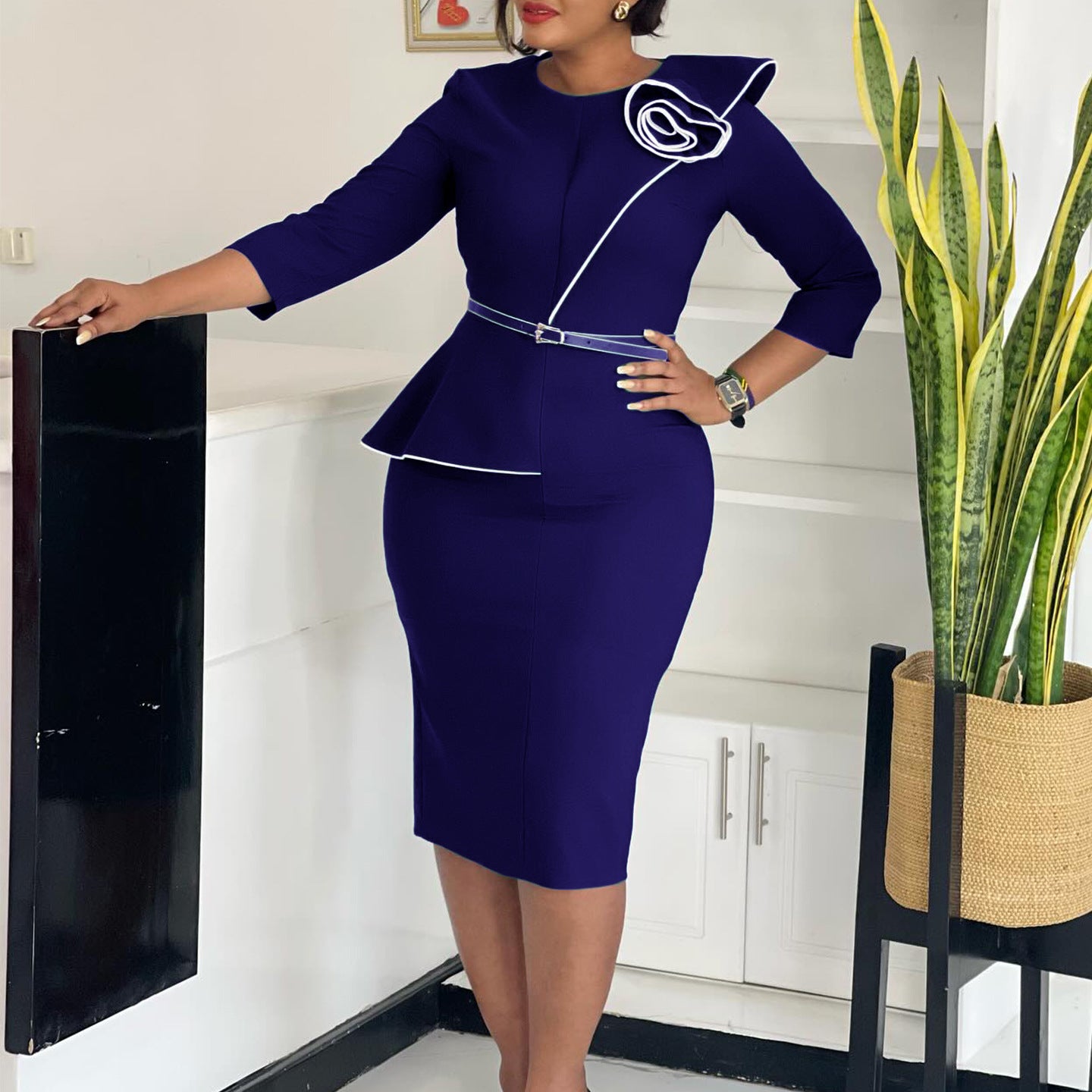 D551 Foreign Trade Women's Wear 2024 Spring New Fashion Elegant OL Tongle Pencil Skirt Hip African dress