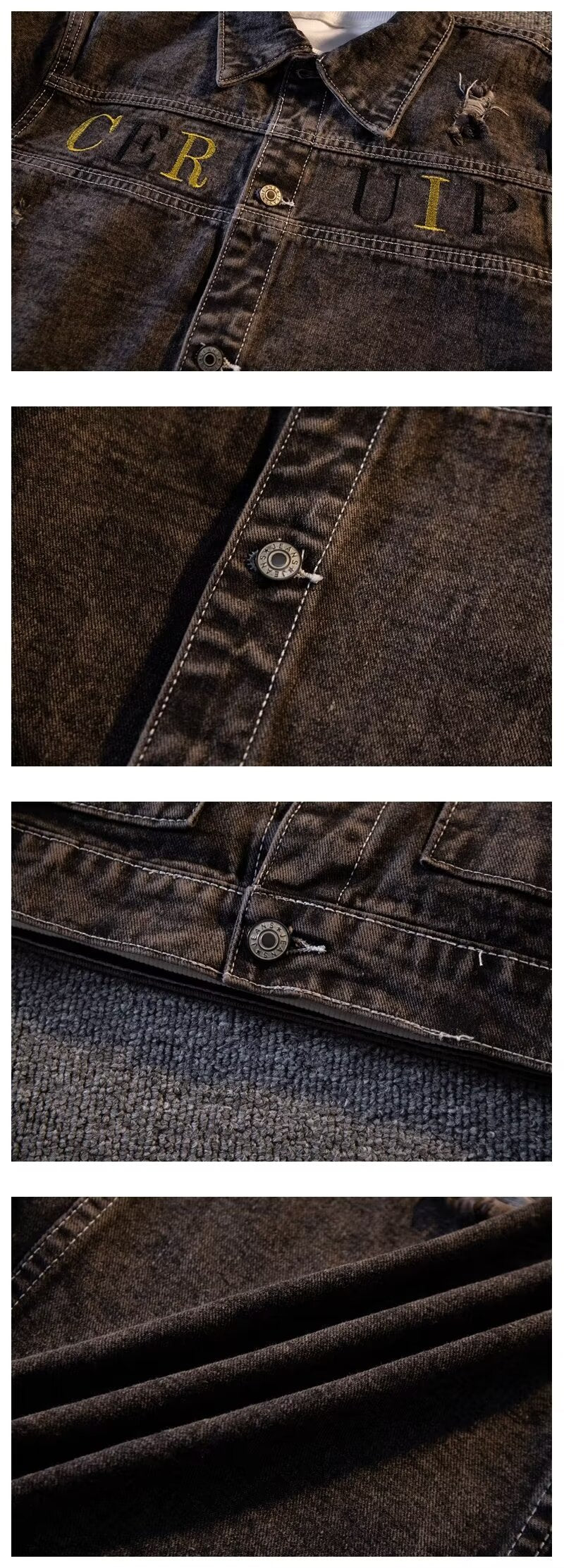 Autumn and Winter Denim Jacket Men's Korean-style Trendy Letter Printed Hong Kong-style Jacket Trendy Simple Loose Casual Denim Jacket