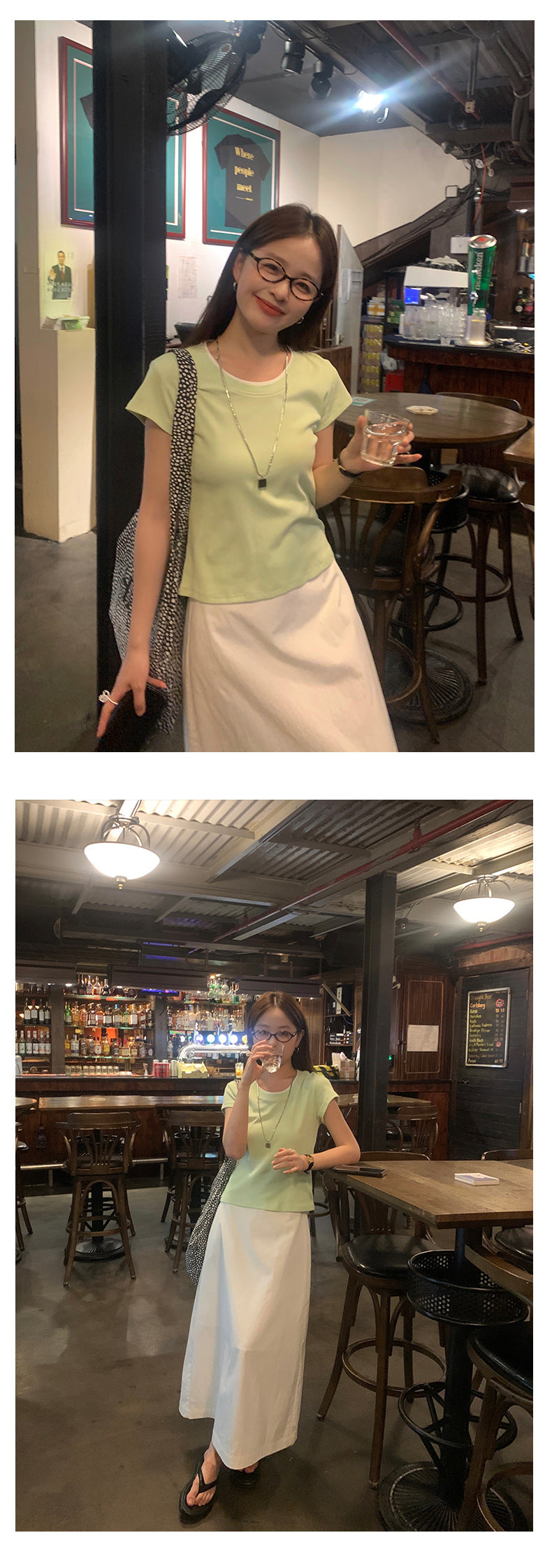 Huangyi Korean Double-Layer Collar Fake Two-Piece Short-Sleeved T-Shirt for Women 2025 Summer Short Slim Right Shoulder Top 142Th419