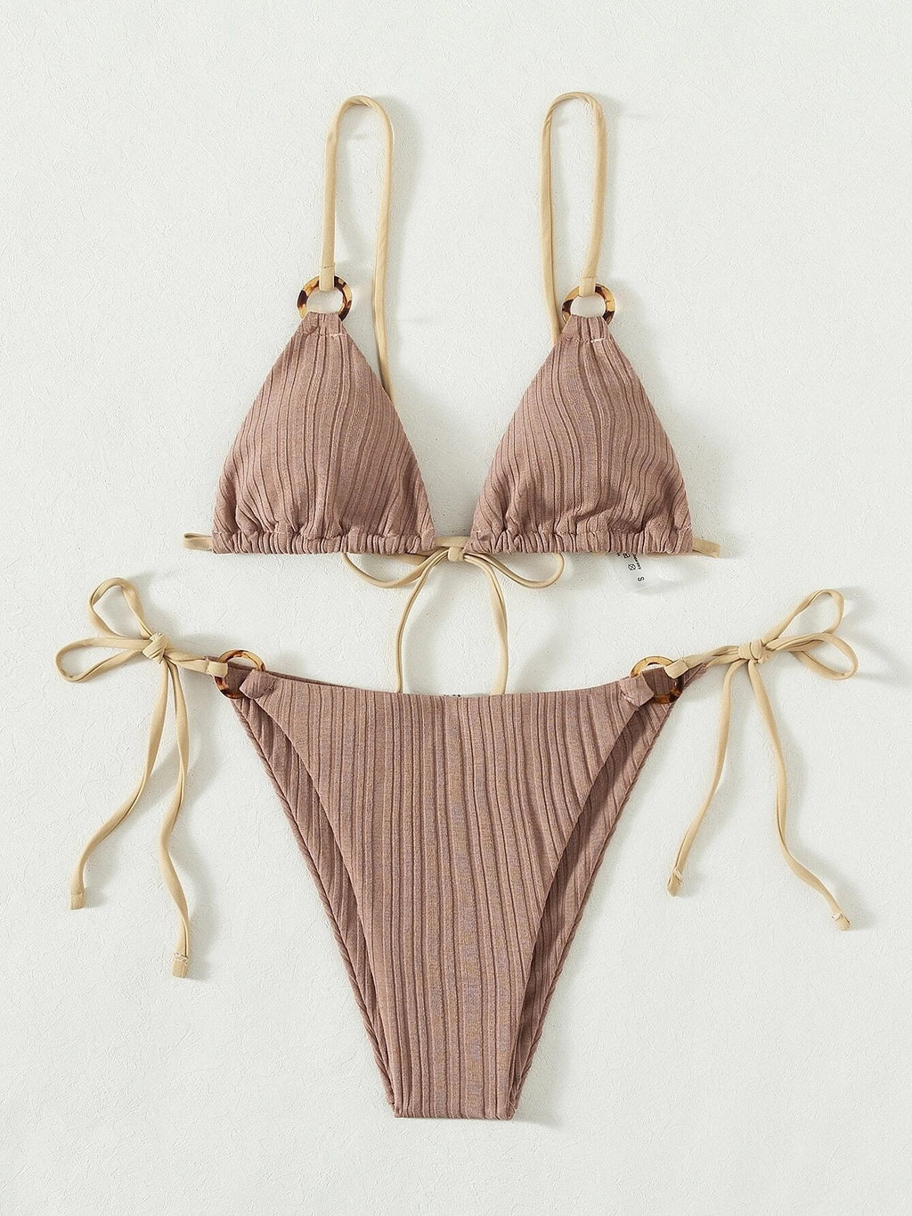 2024 New Ins Swimsuit for Women Split Bikini Two-Piece Set Fairy Style Sexy Pure Color Lace-Up Swimsuit for Women