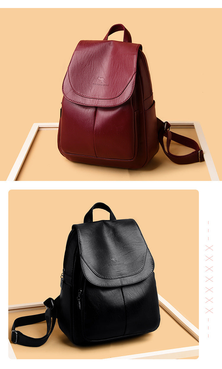 Backpack Women 2024 New Autumn Fashion Soft Leather Bag Casual Backpack Large Capacity Travel Student Women's Backpack
