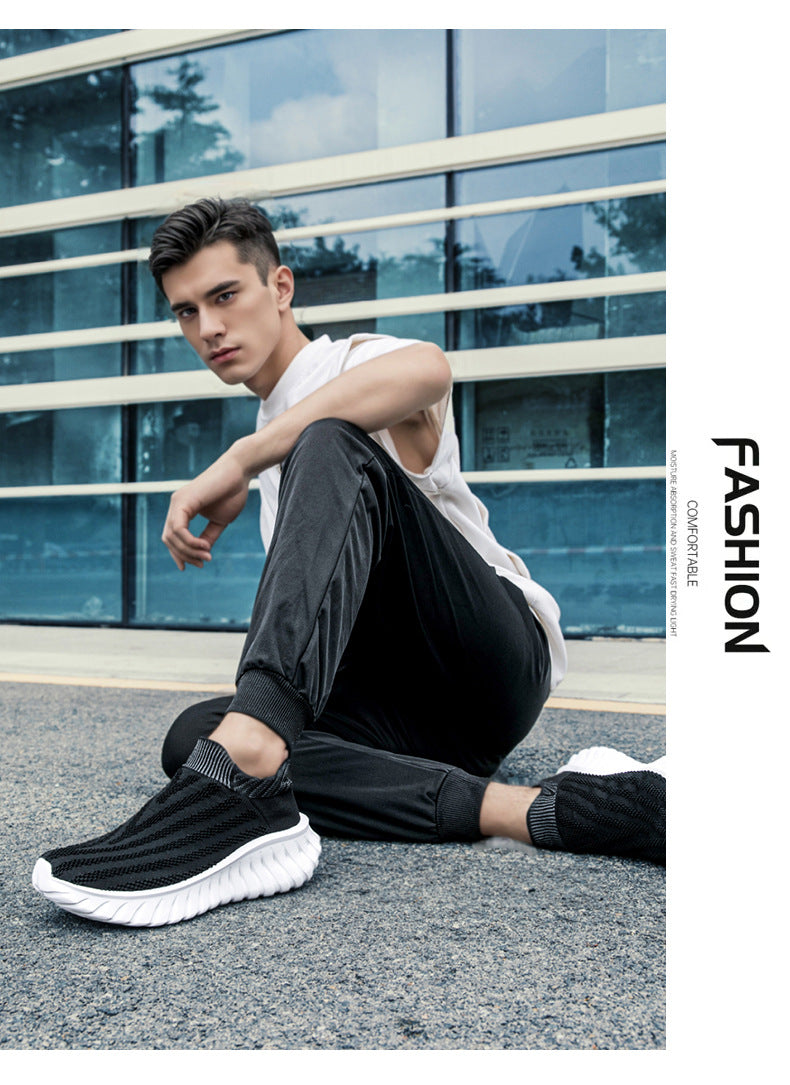 Cross-Border New Couple's Slip-On Summer New Fly-Knit Breathable Running Shoes Girls' Shoes Knitted Women's Shoes