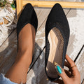 Knitted Women's Shoes Breathable Soft Sole 2025 New Comfortable Pointed Flat Shallow Mouth Slip-on Casual Shoes