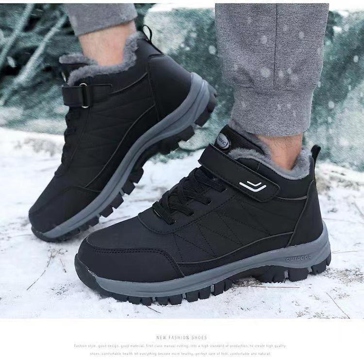 Middle-aged and elderly walking shoes autumn and winter fleece-lined round toe cotton in stock warm thickened cross-border foreign trade shoes men's shoes