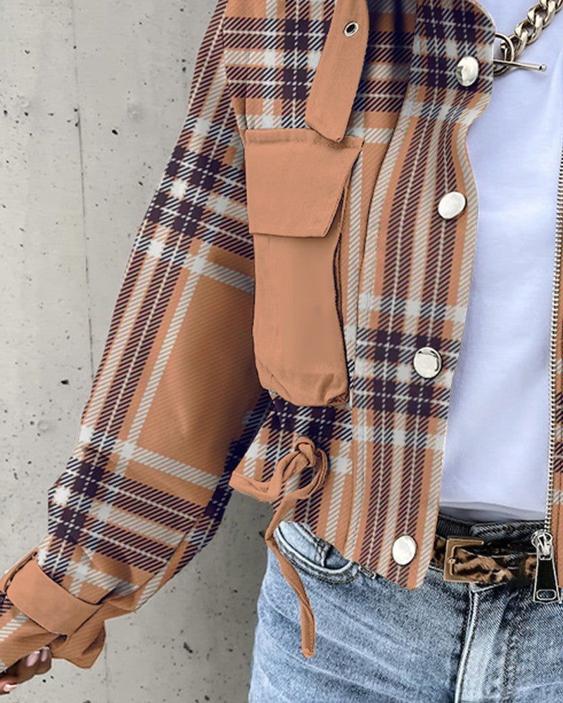 2026 Autumn and Winter Cross-Border Women's European and American New Style Amazon Aliexpress Printed Short Casual Long-Sleeved Jacket Top