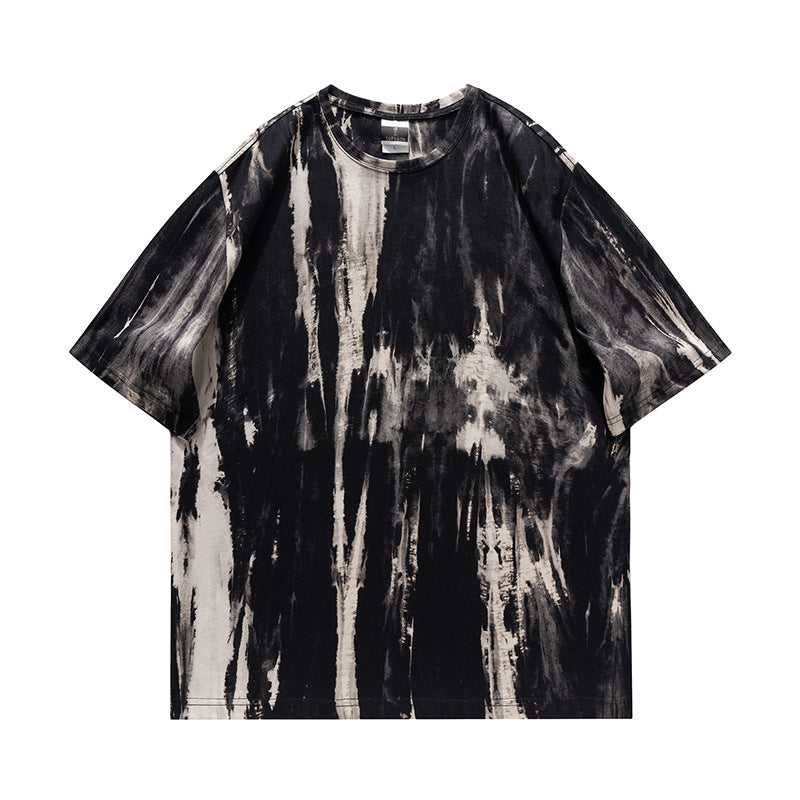 Cross-border Exclusive New Tie-dye T-shirt Men's Short-sleeved Summer Pure Cotton T-shirt Loose Ins Trendy Brand Colorful Top Clothes