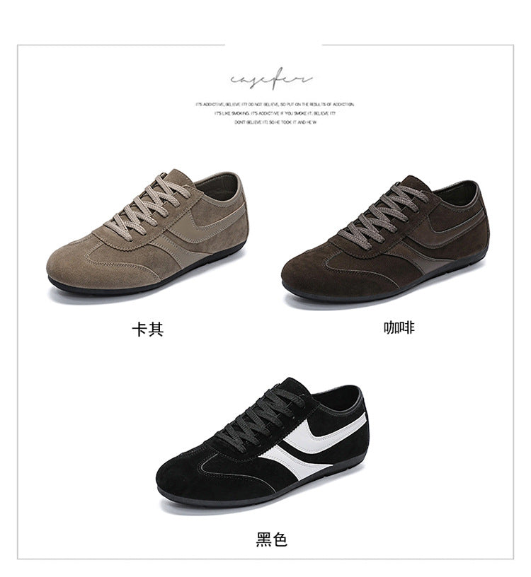Men's Casual Shoes Fashion Vintage German Training Shoes Breathable Flat Single-layer Shoes Sports Forrest Gump Shoes Lace-up Men's Shoes Bean Shoes