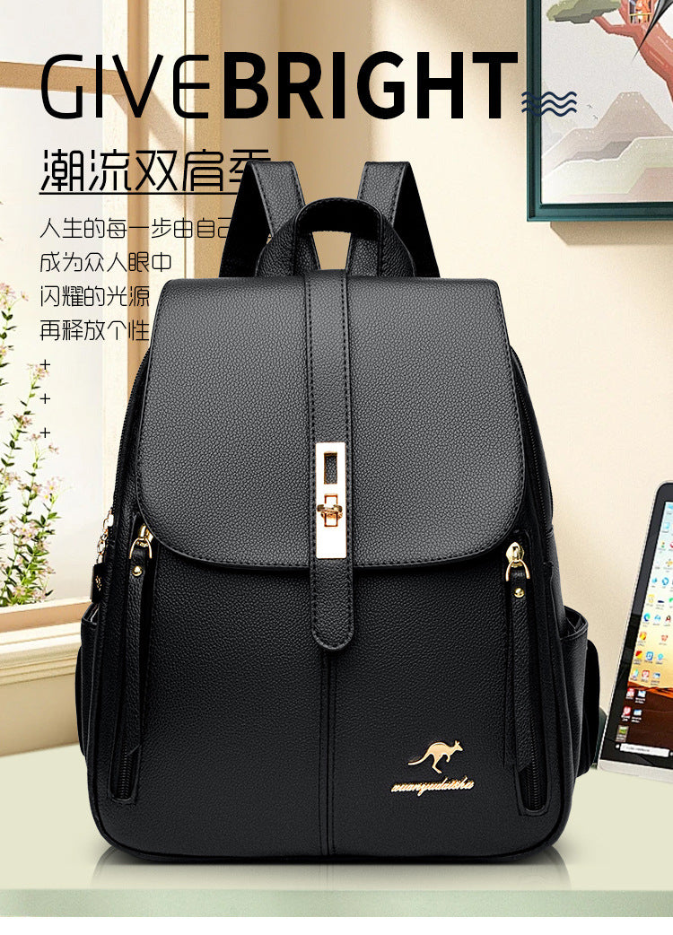 Foreign Trade Hot 2024 New Anti-theft Lock Backpack Trend Good Kangaroo Women's Schoolbag Fashion Travel Backpack